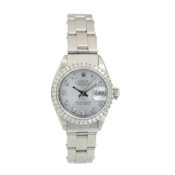 ROLEX DATEJUST LADIES SILVER DIAL 1.15 CTW DIAMOND STEEL OYSTER WATCH 26MM 69174 - Picture 2 of 6